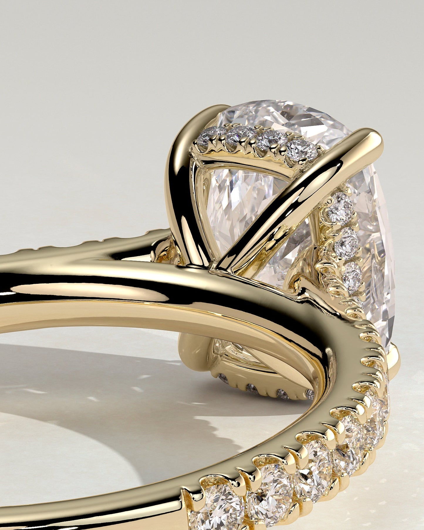 Round Halo, Pave & Split Shank Engagement Ring – 1.93 CT Lab Grown Diamond