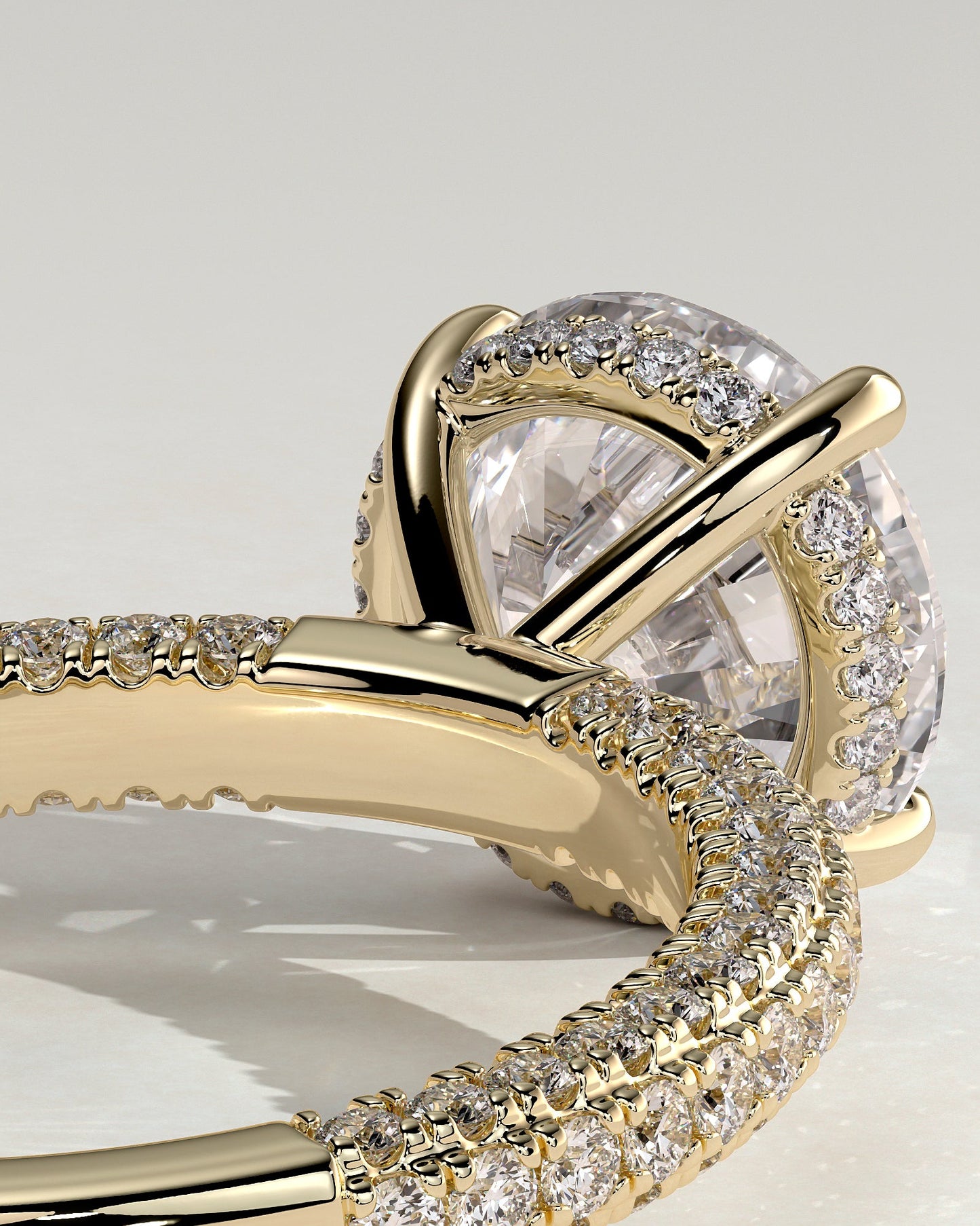 Round Halo, Pave & Split Shank Engagement Ring – 1.93 CT Lab Grown Diamond