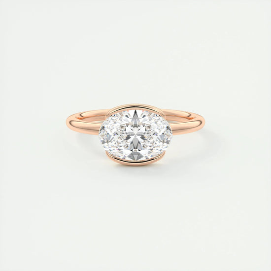 2 CT Oval Half Bezel CVD F/VS1 Diamond Engagement Ring 15