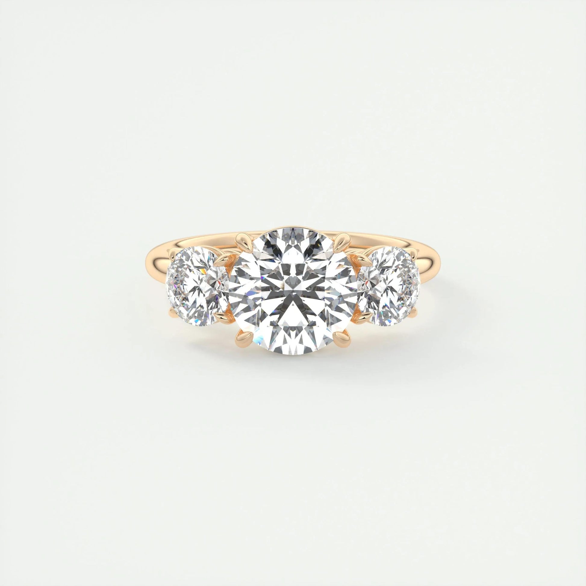 2 CT Round Three Stone CVD F/VS1 Diamond Engagement Ring 15