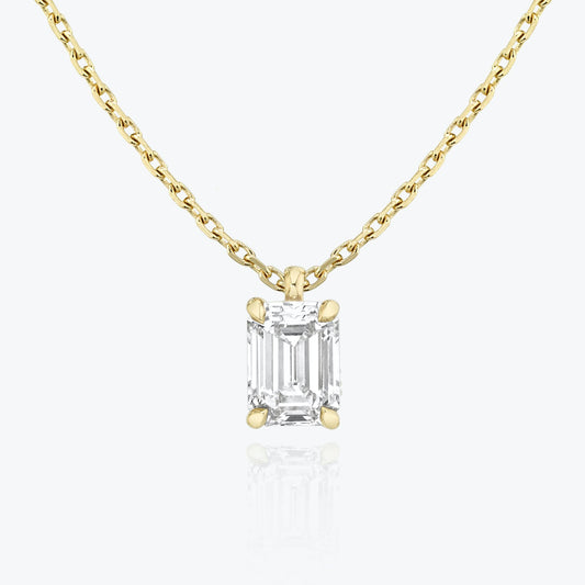 0.25 CT-1.0 CT Emerald Solitaire CVD F/VS Diamond Necklace 4