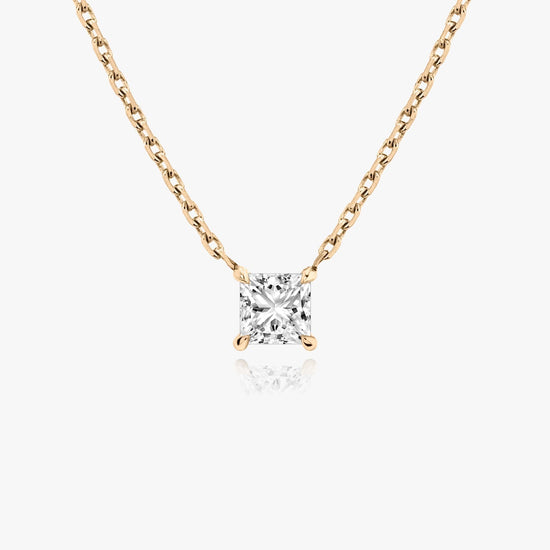 0.25 CT-1.0 CT Princess Solitaire CVD F/VS Diamond Necklace 8