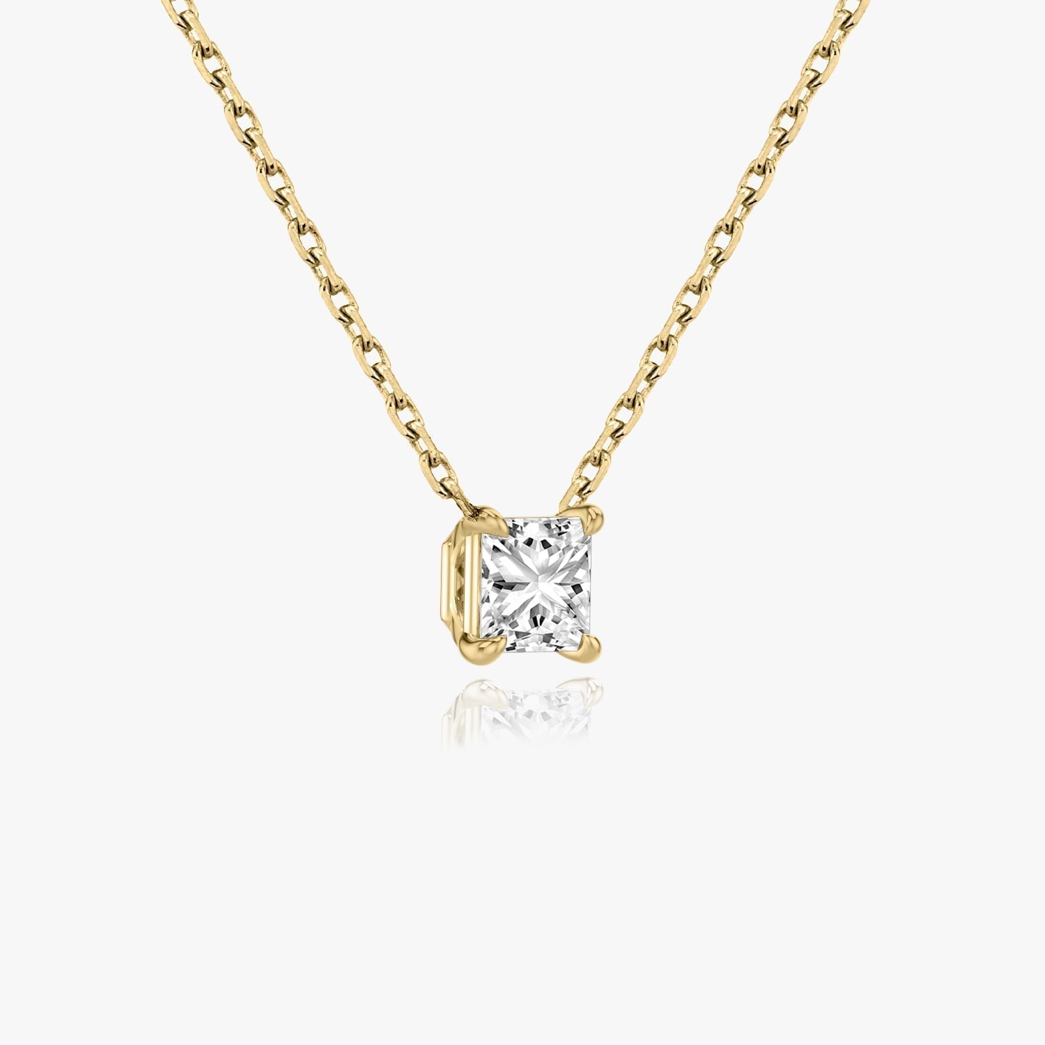 0.25 CT-1.0 CT Princess Solitaire CVD F/VS Diamond Necklace 5