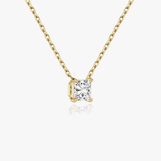 0.25 CT-1.0 CT Princess Solitaire CVD F/VS Diamond Necklace 5