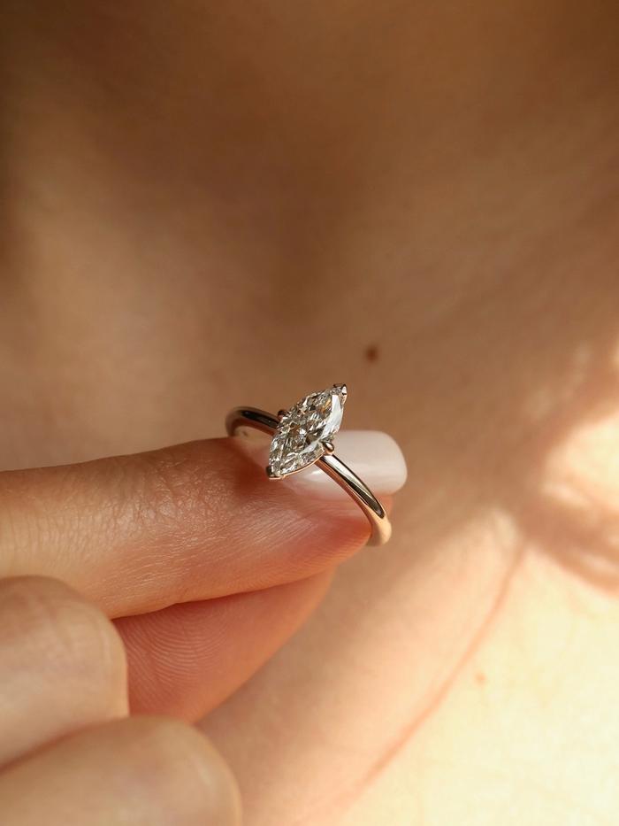 Marquise Cut Cluster Styled Lab Grown Diamond Engagement Ring