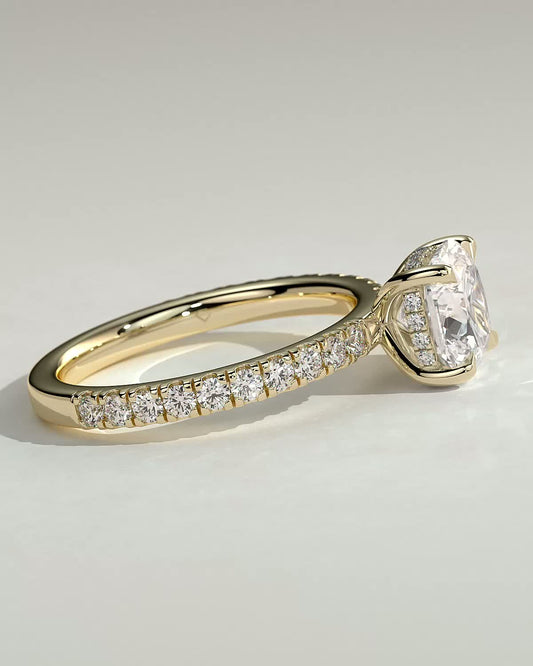 Round Halo, Pave & Split Shank Engagement Ring – 1.93 CT Lab Grown Diamond