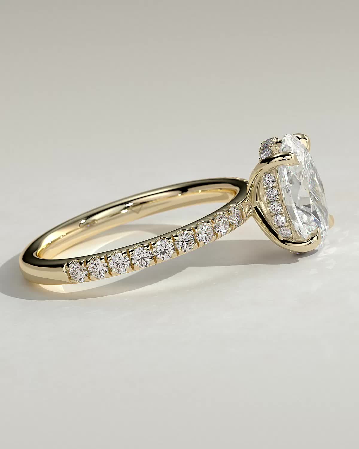 Round Halo, Pave & Split Shank Engagement Ring – 1.93 CT Lab Grown Diamond