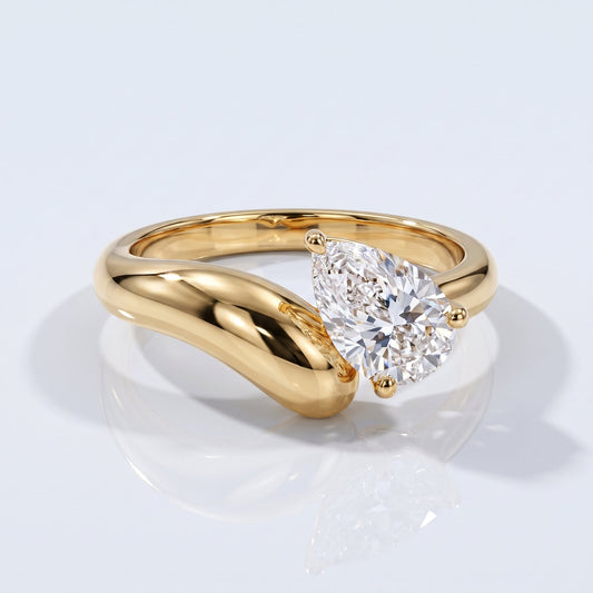 Marquise Swirl Solitaire Engagement Ring – 1 CT Lab Grown Diamond