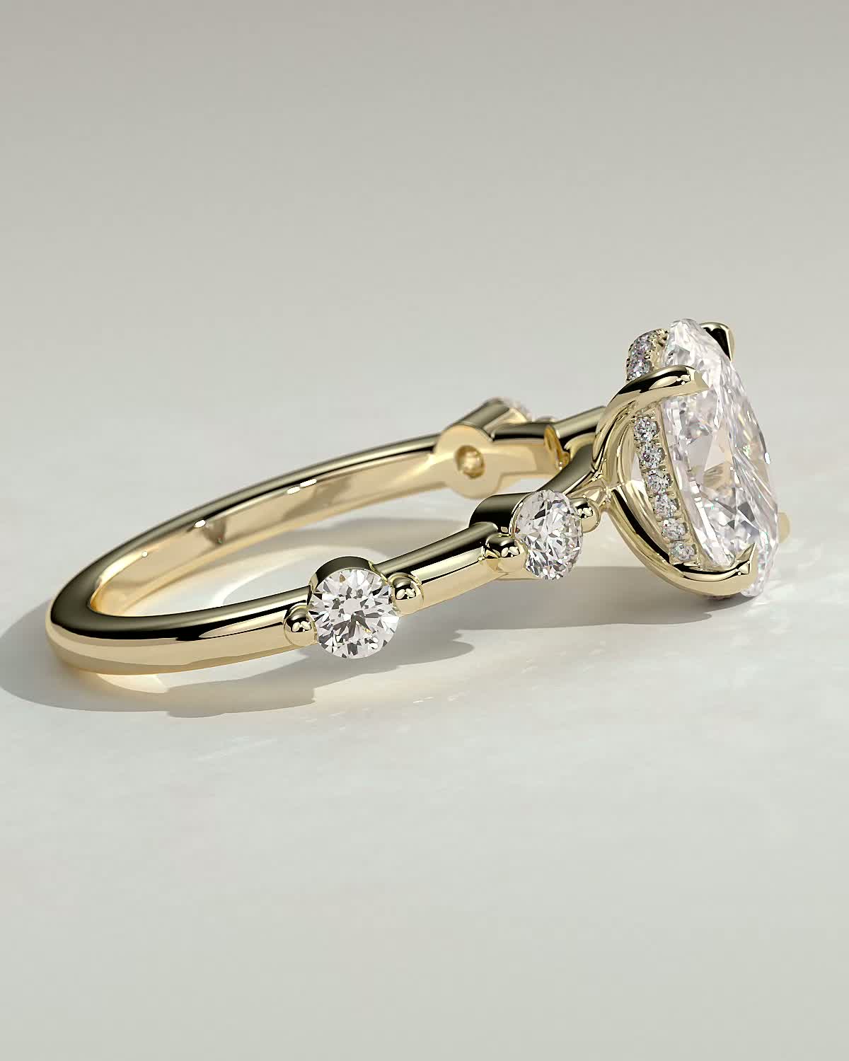 Round Halo, Pave & Split Shank Engagement Ring – 1.93 CT Lab Grown Diamond