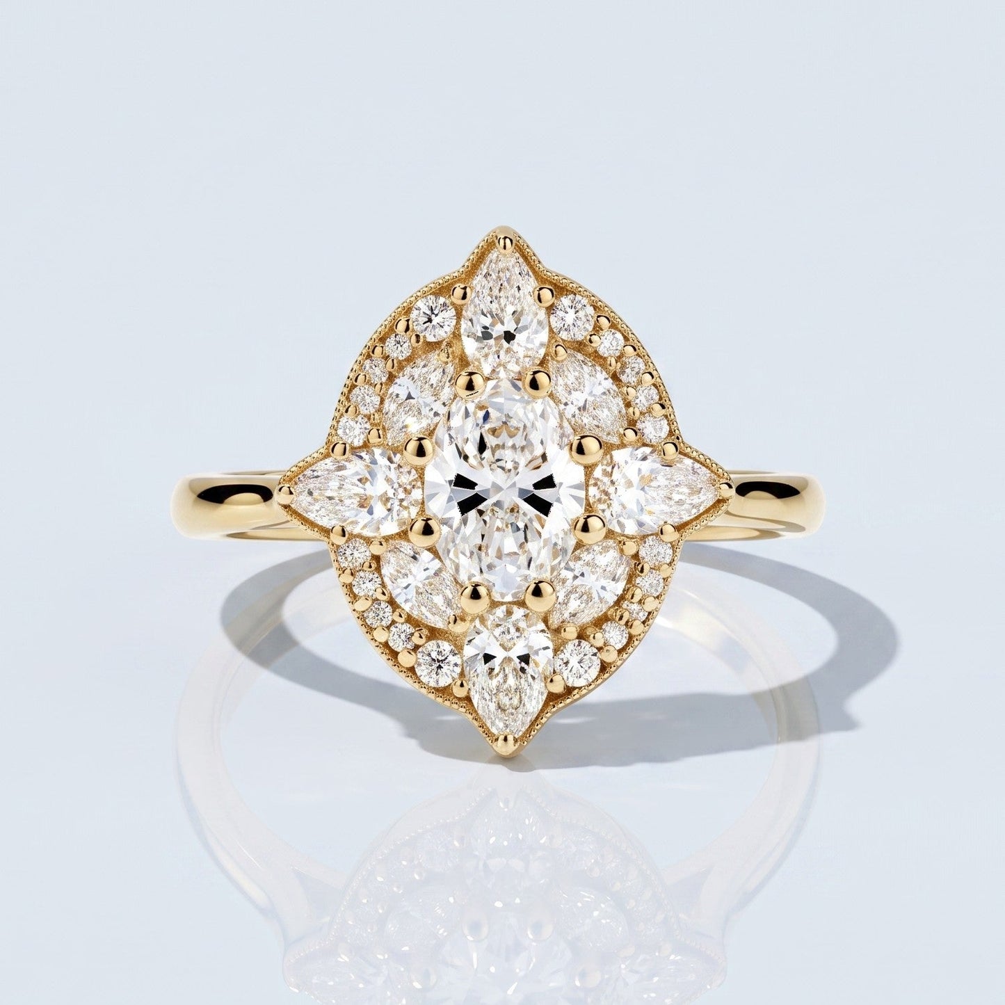 Marquise Swirl Solitaire Engagement Ring – 1 CT Lab Grown Diamond