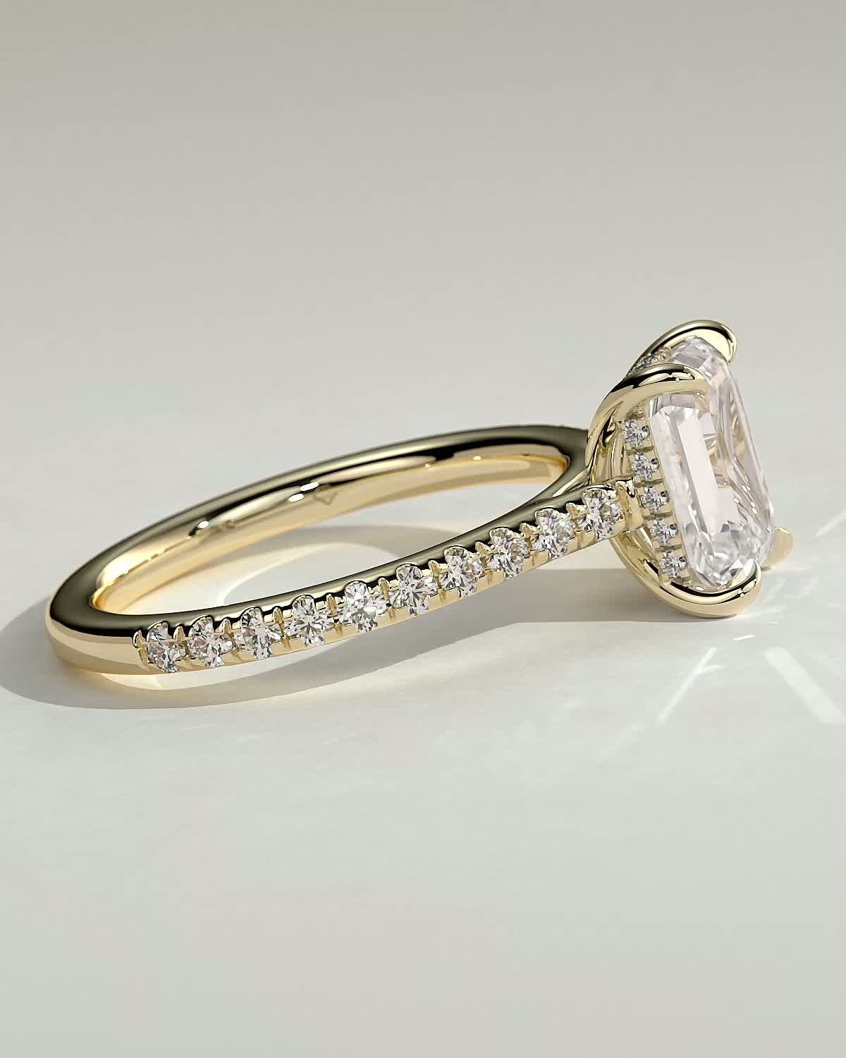 Round Halo, Pave & Split Shank Engagement Ring – 1.93 CT Lab Grown Diamond