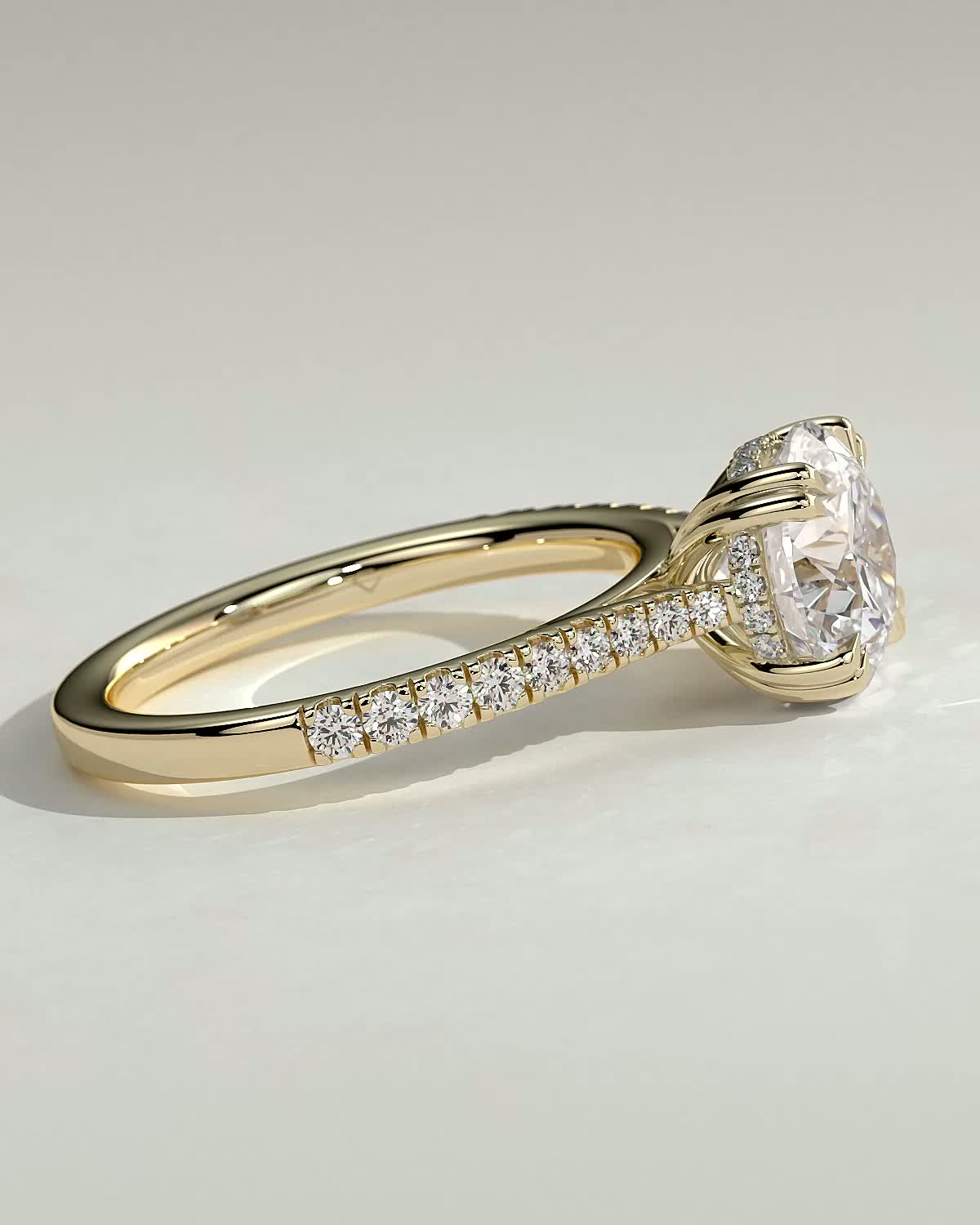 Round Halo, Pave & Split Shank Engagement Ring – 1.93 CT Lab Grown Diamond