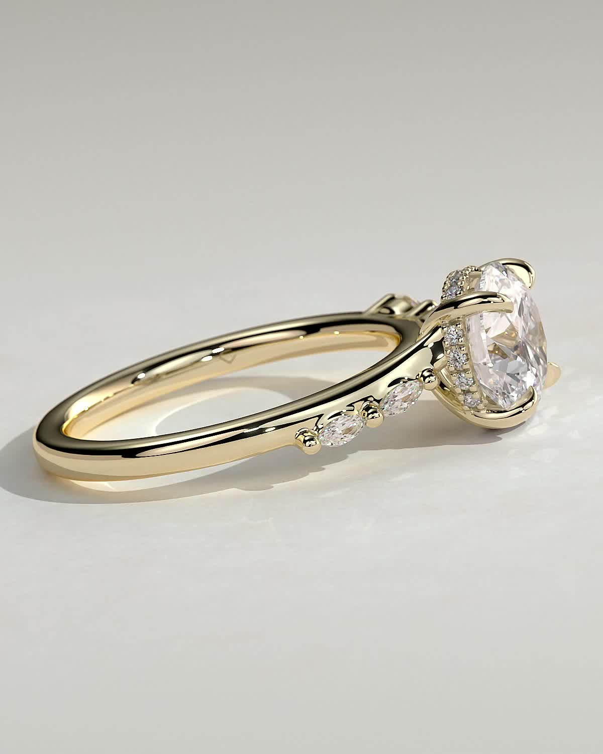 Round Halo, Pave & Split Shank Engagement Ring – 1.93 CT Lab Grown Diamond