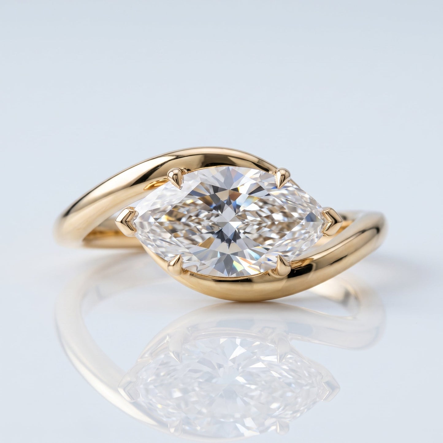 Marquise Swirl Solitaire Engagement Ring – 1 CT Lab Grown Diamond