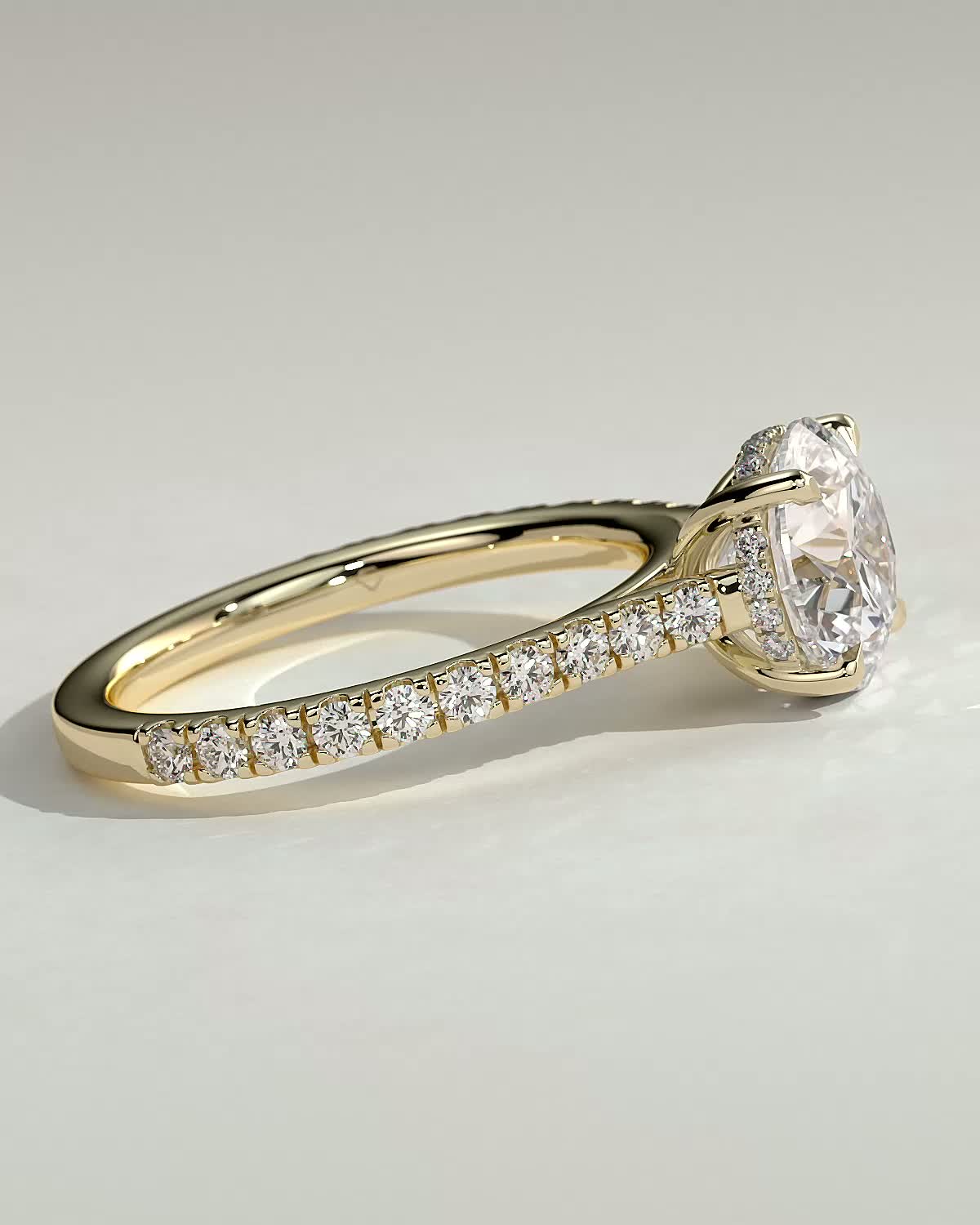 Round Halo, Pave & Split Shank Engagement Ring – 1.93 CT Lab Grown Diamond