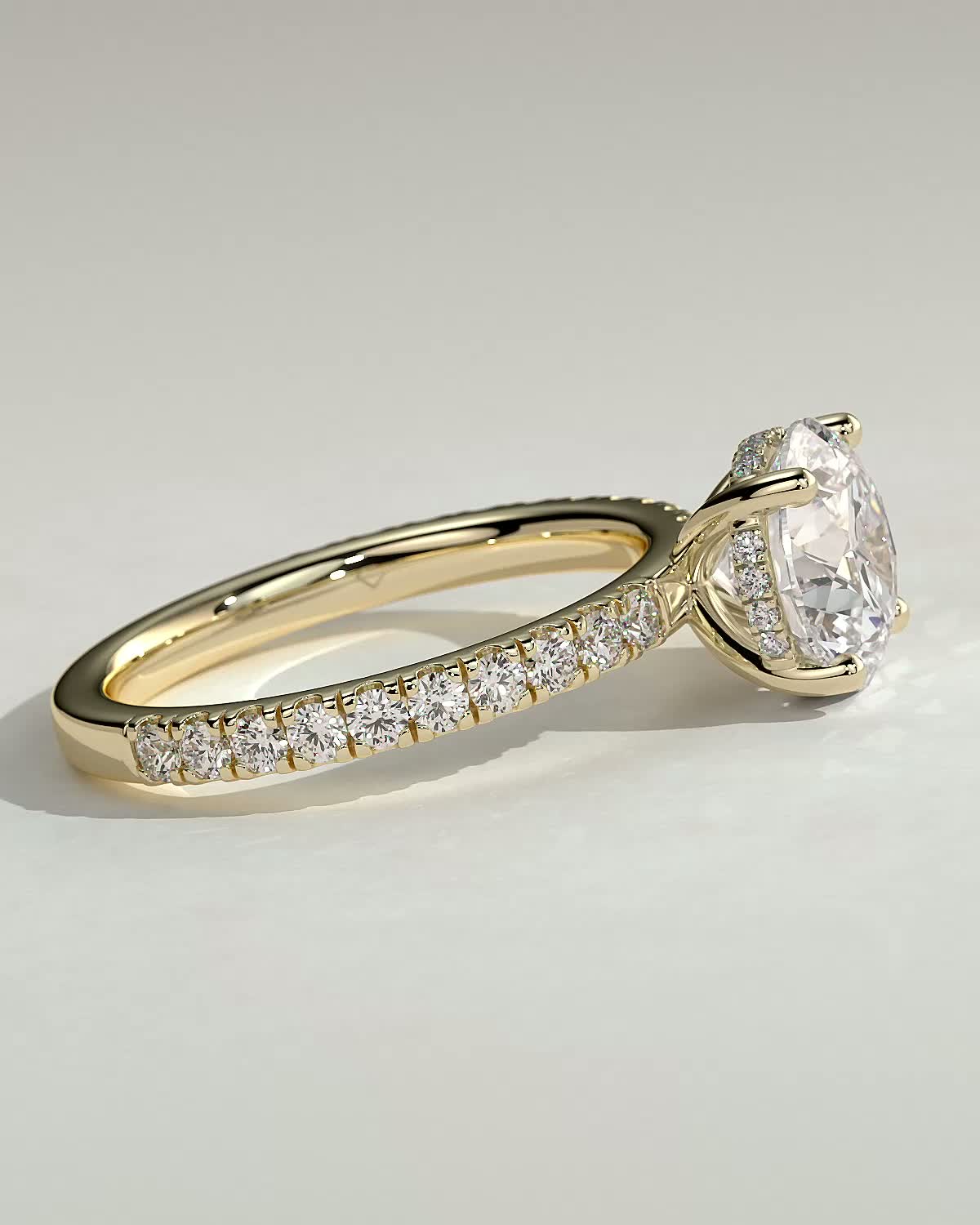Round Halo, Pave & Split Shank Engagement Ring – 1.93 CT Lab Grown Diamond