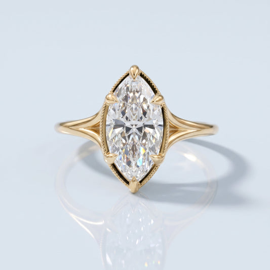 Marquise Swirl Solitaire Engagement Ring – 1 CT Lab Grown Diamond