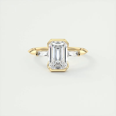 2 CT Emerald Three Stome CVD F/VS1 Diamond Engagement Ring 8