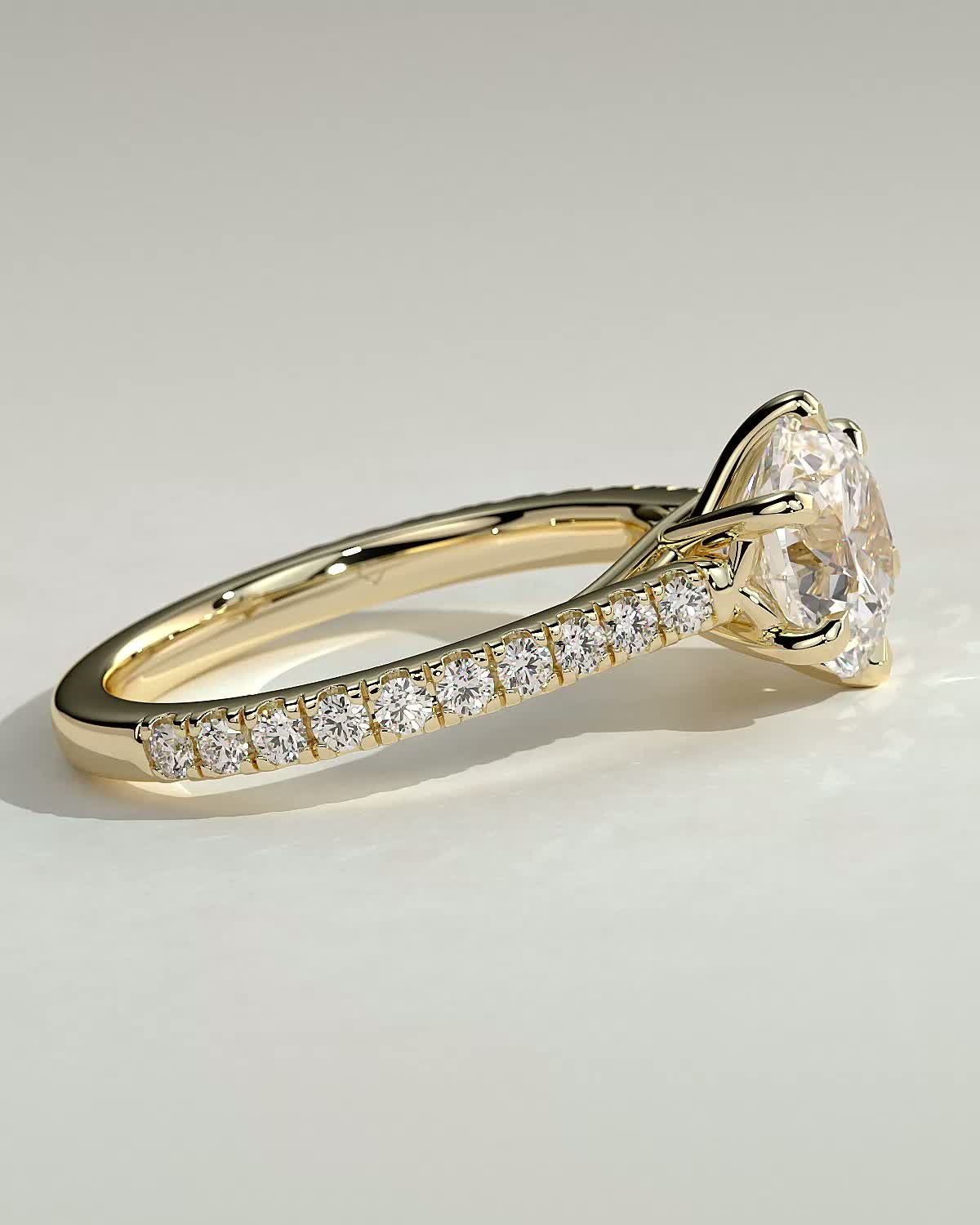 Round Halo, Pave & Split Shank Engagement Ring – 1.93 CT Lab Grown Diamond