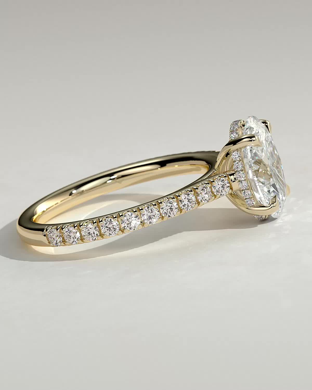 Round Halo, Pave & Split Shank Engagement Ring – 1.93 CT Lab Grown Diamond