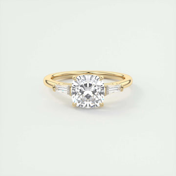 2 CT Cushion Three Stone CVD F/VS1 Diamond Engagement Ring 8