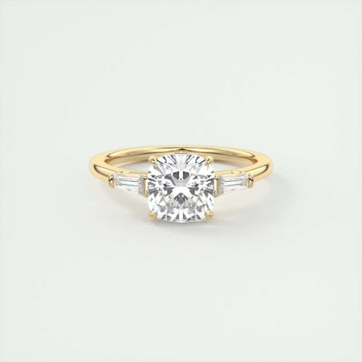 2 CT Cushion Three Stone CVD F/VS1 Diamond Engagement Ring 8