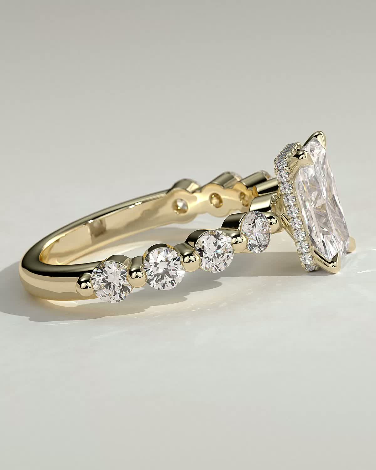 Round Halo, Pave & Split Shank Engagement Ring – 1.93 CT Lab Grown Diamond