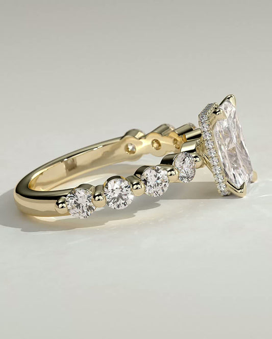 Round Halo, Pave & Split Shank Engagement Ring – 1.93 CT Lab Grown Diamond