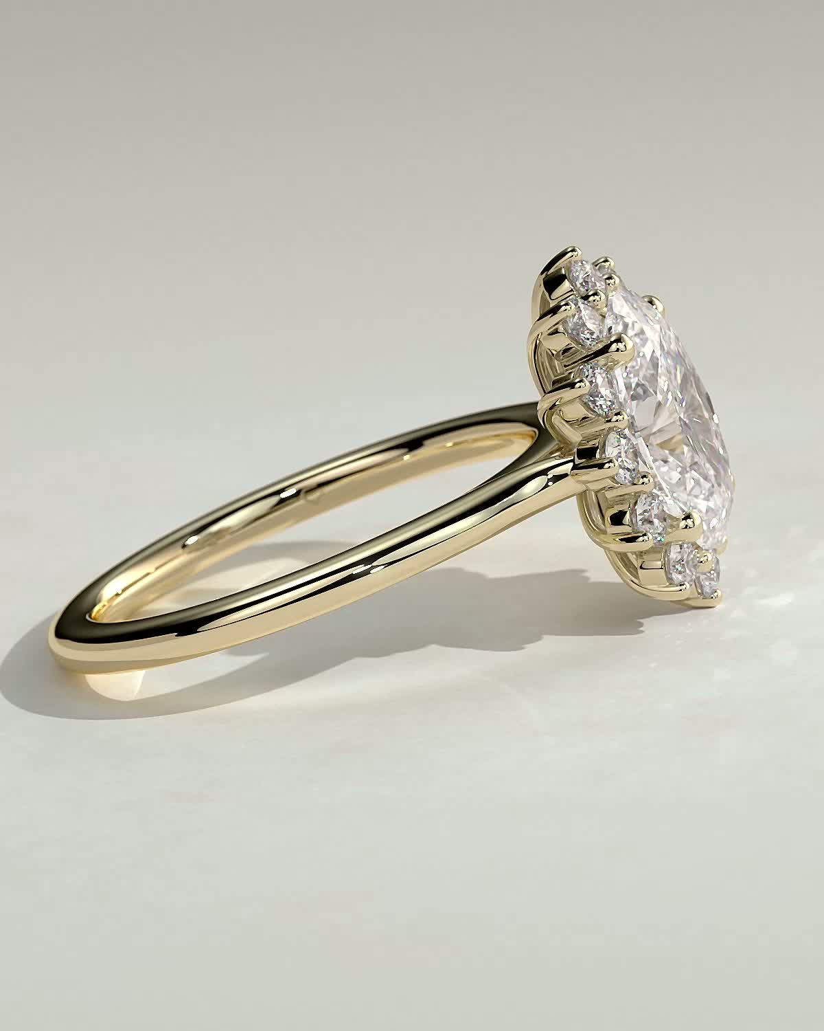 Round Halo, Pave & Split Shank Engagement Ring – 1.93 CT Lab Grown Diamond
