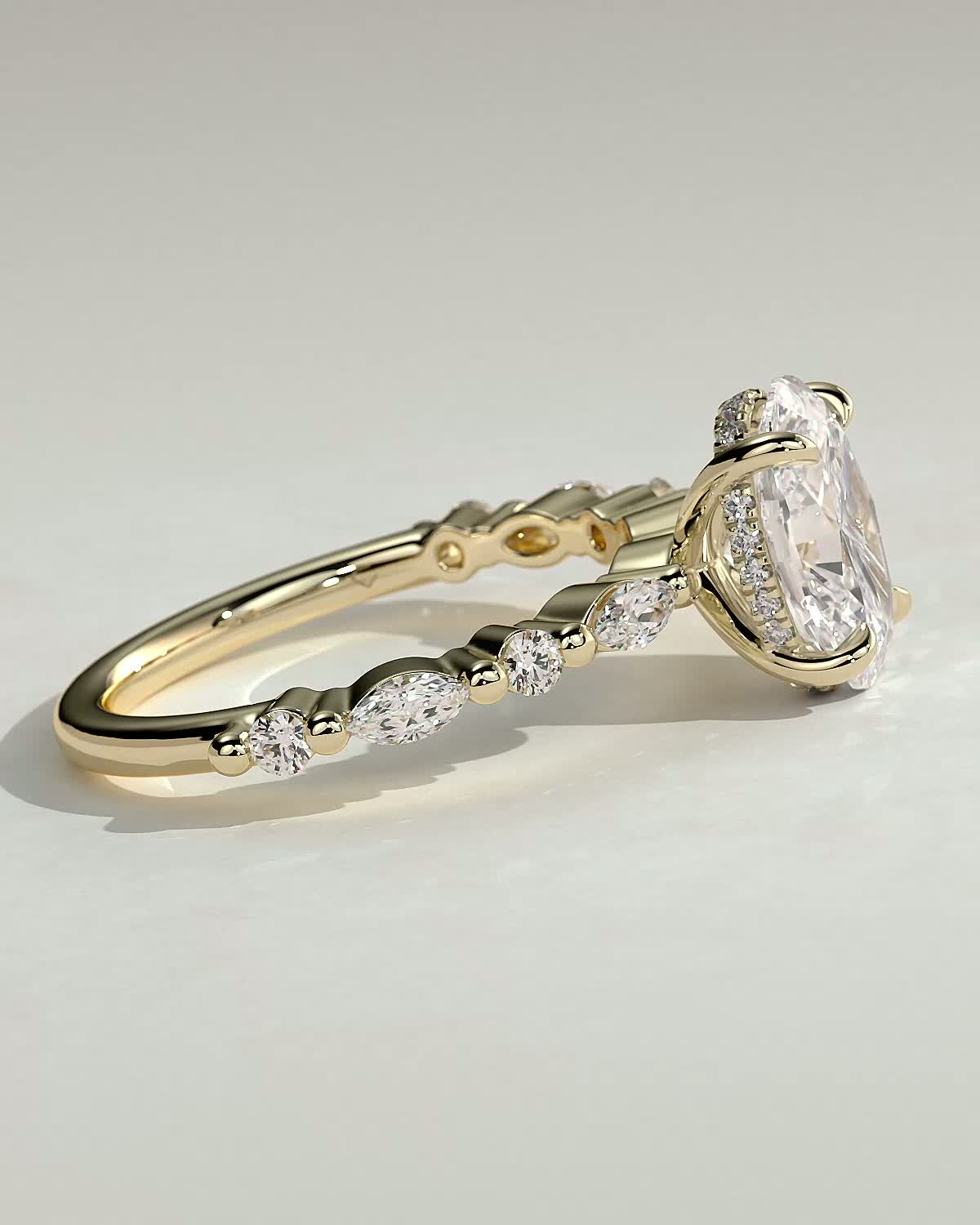 Round Halo, Pave & Split Shank Engagement Ring – 1.93 CT Lab Grown Diamond