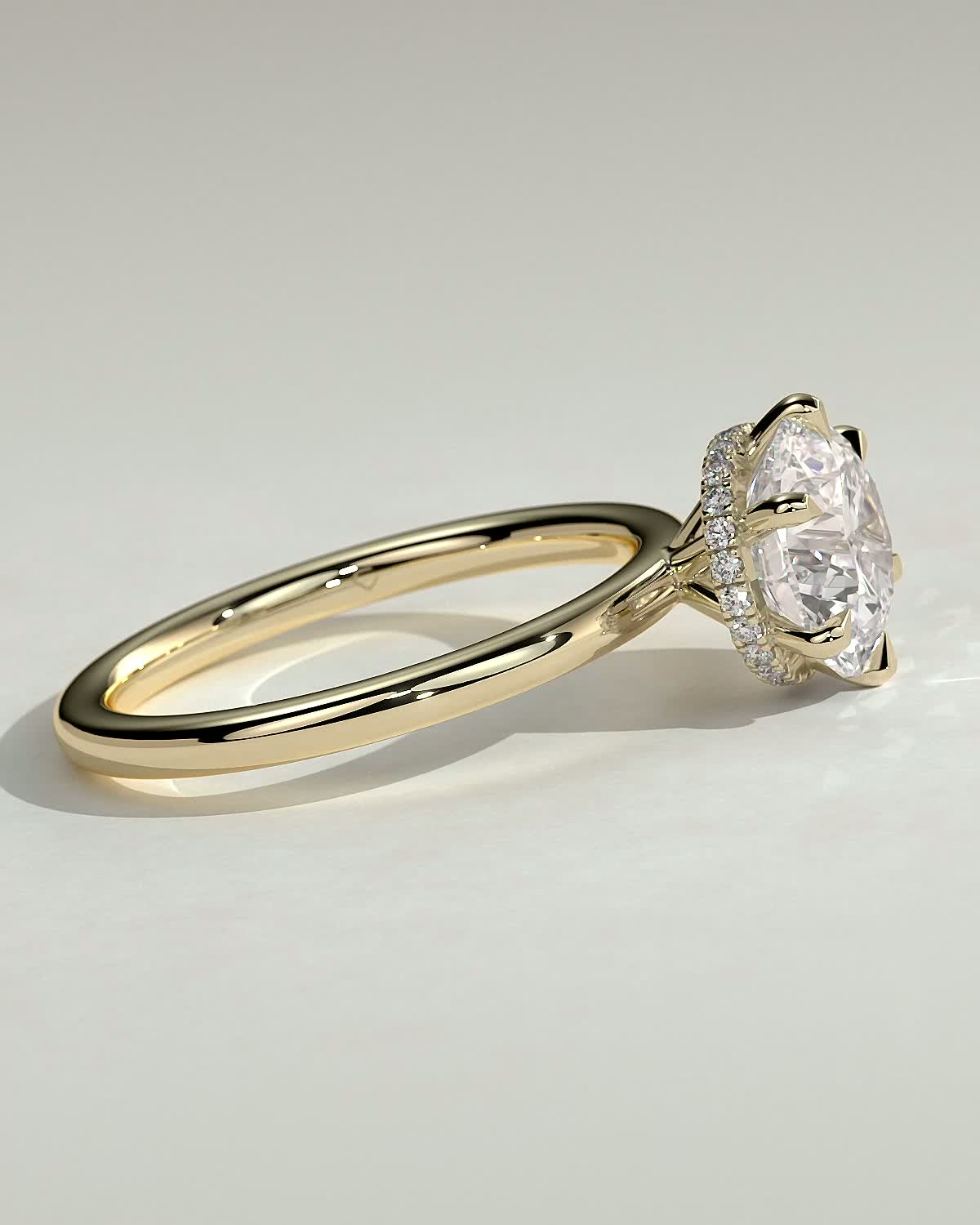 Round Halo, Pave & Split Shank Engagement Ring – 1.93 CT Lab Grown Diamond