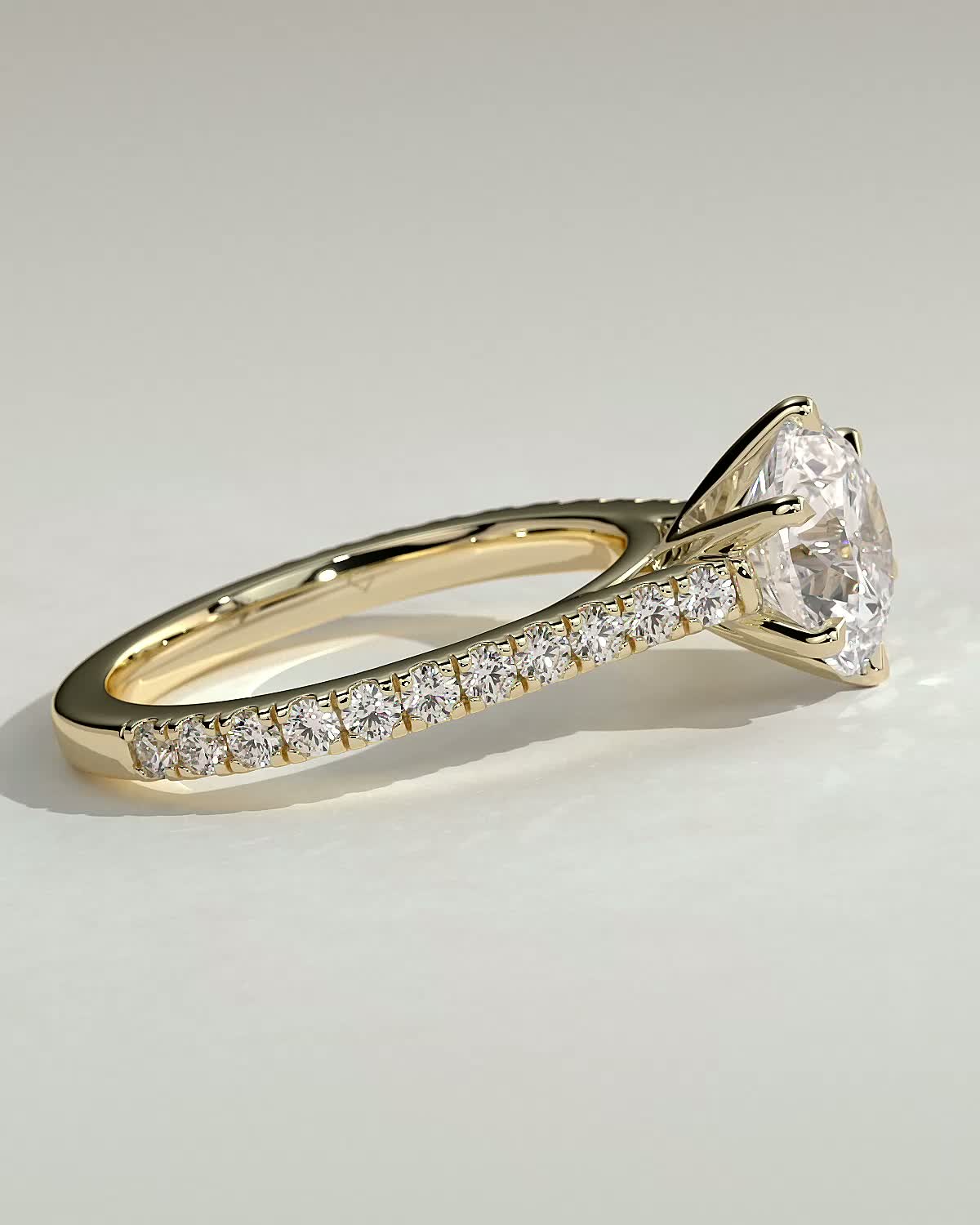 Round Halo, Pave & Split Shank Engagement Ring – 1.93 CT Lab Grown Diamond