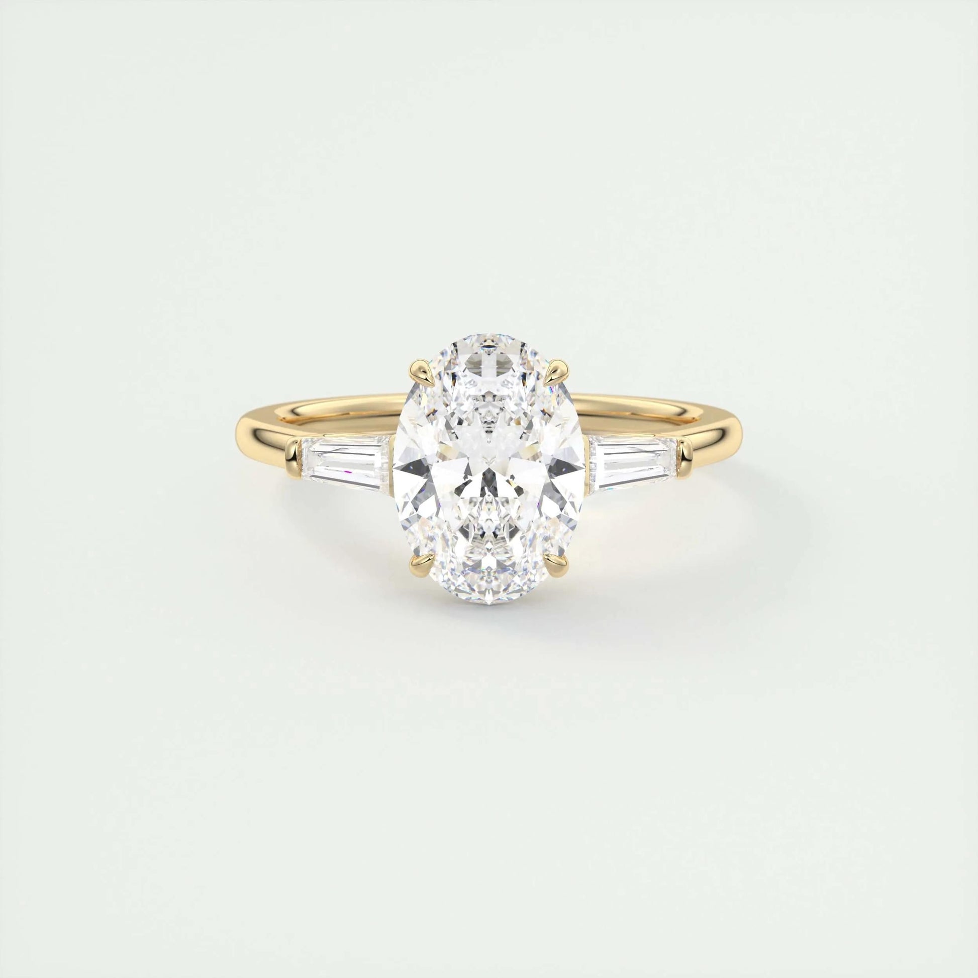 2 CT Oval Three Stone CVD F/VS1 Diamond Engagement Ring 8