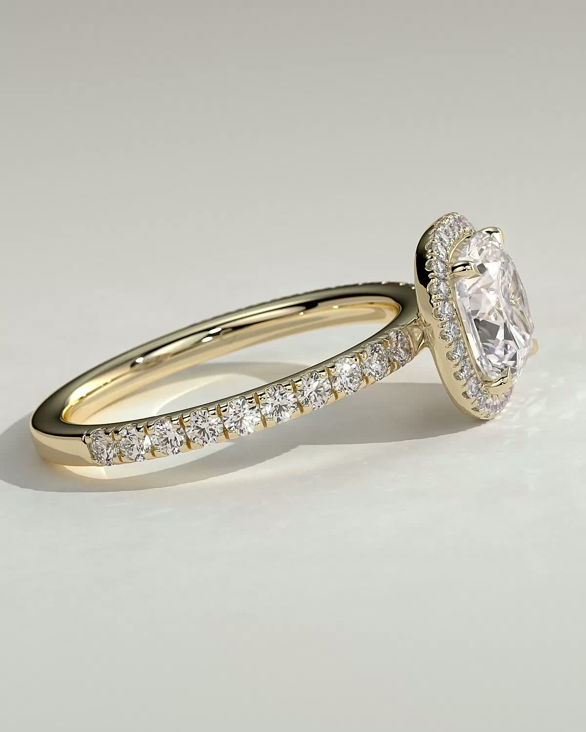 Round Halo, Pave & Split Shank Engagement Ring – 1.93 CT Lab Grown Diamond