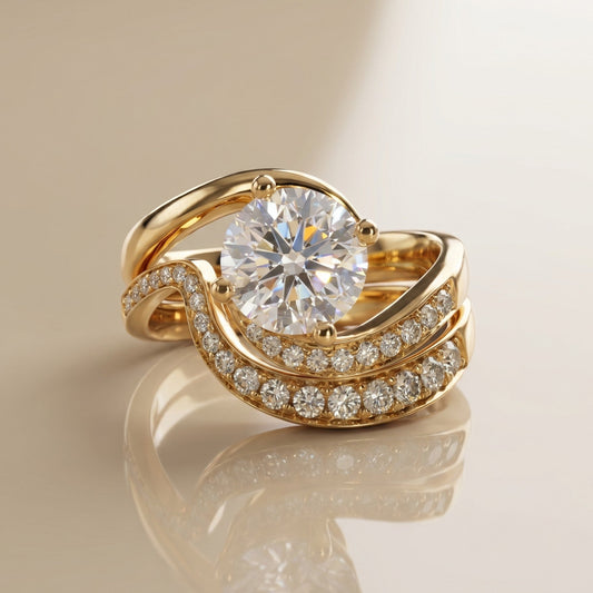 1.0 CT Round Solitaire Moissanite Diamond Bridal Ring Set