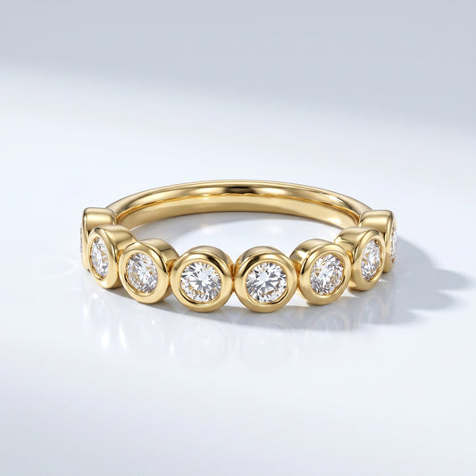0.2 TCW Round Diamond Half Eternity DEF/VVS Lab Grown Wedding Band