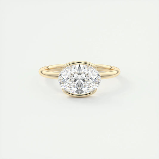 2 CT Oval Half Bezel CVD F/VS1 Diamond Engagement Ring 8