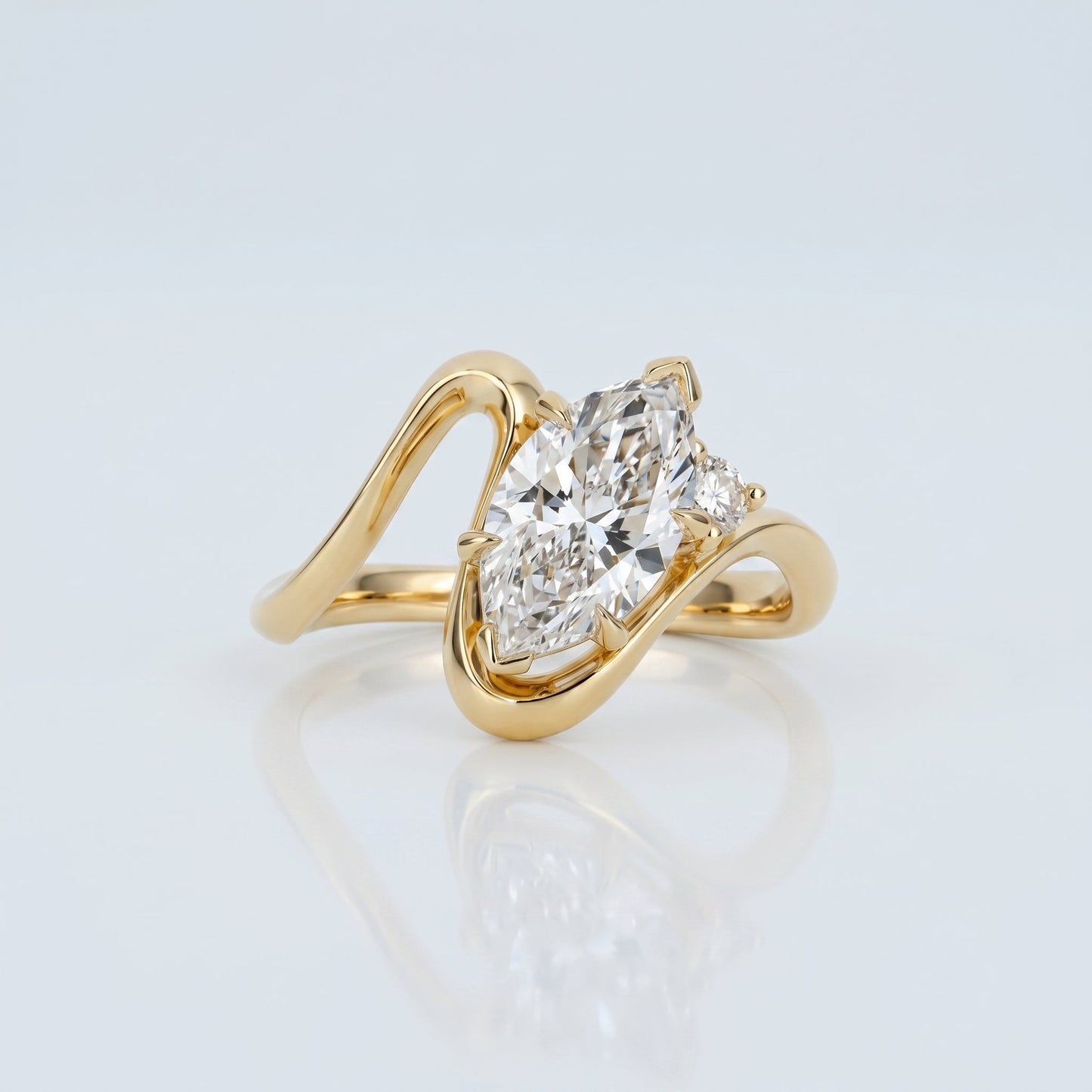 Marquise Swirl Solitaire Engagement Ring – 1 CT Lab Grown Diamond