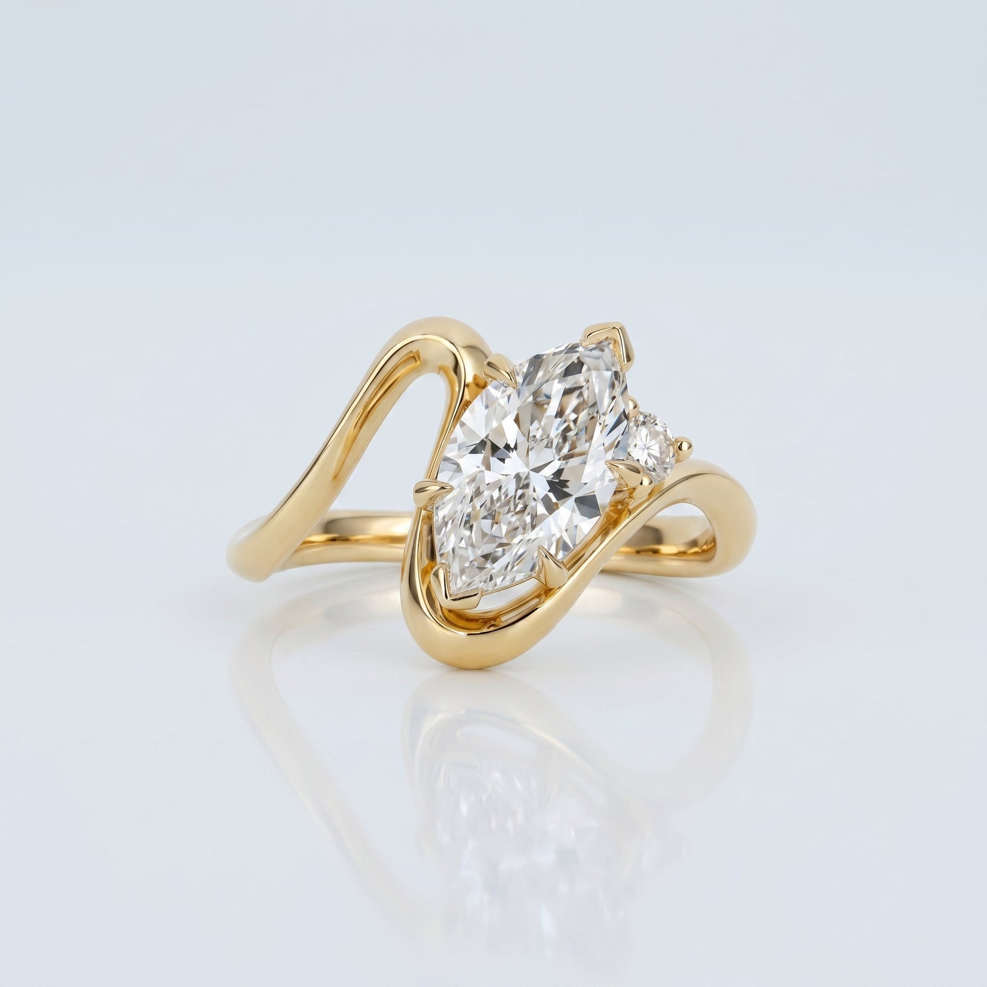 Marquise Swirl Solitaire Engagement Ring – 1 CT Lab Grown Diamond