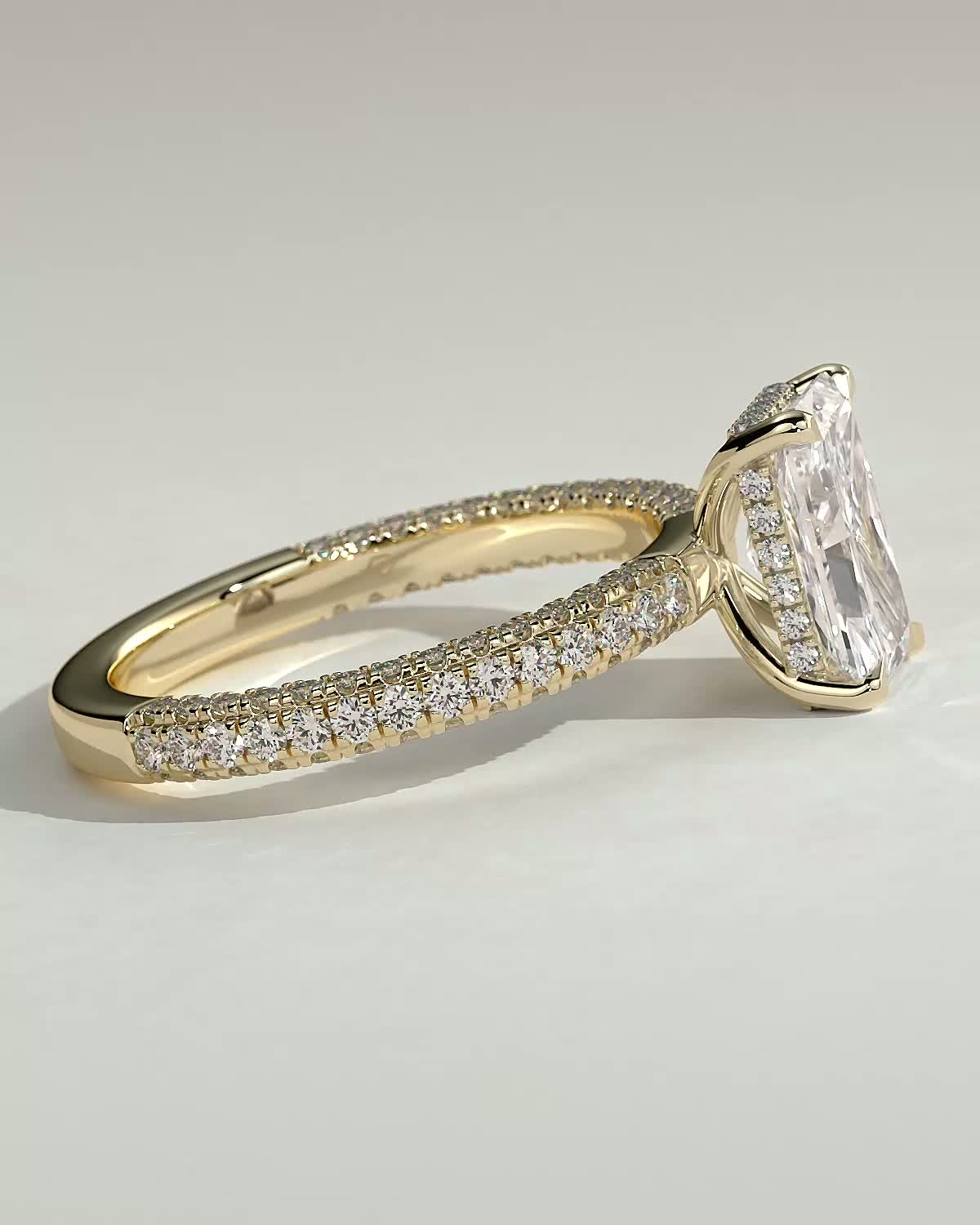 Round Halo, Pave & Split Shank Engagement Ring – 1.93 CT Lab Grown Diamond