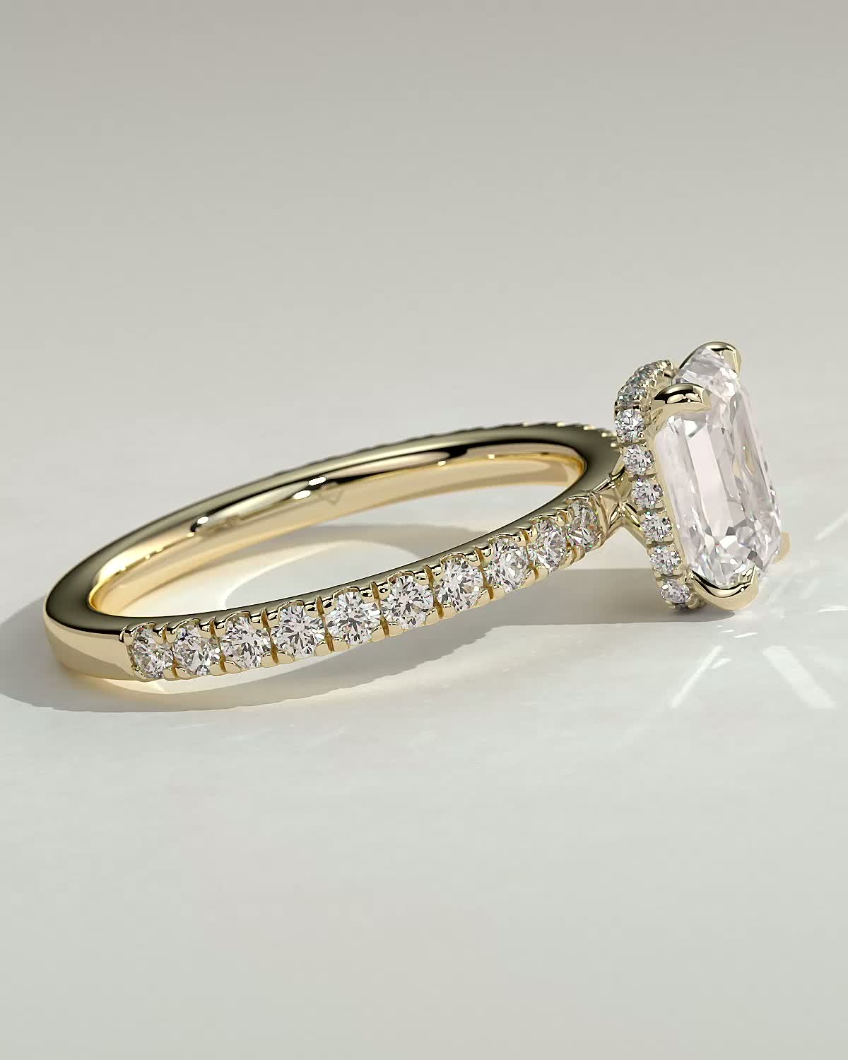 Round Halo, Pave & Split Shank Engagement Ring – 1.93 CT Lab Grown Diamond