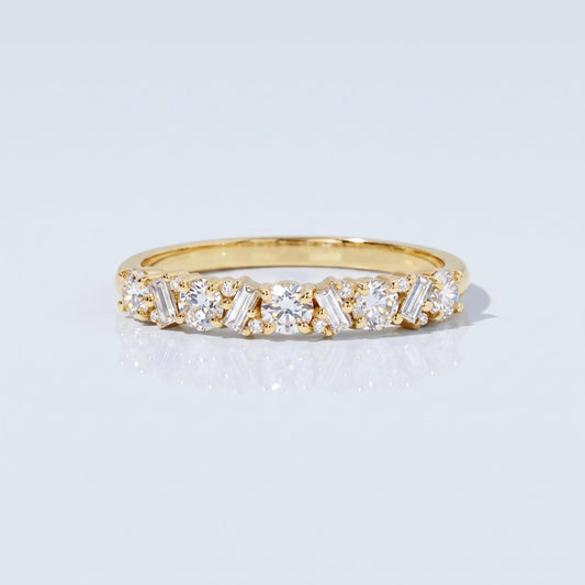 0.2 TCW Round Diamond Half Eternity DEF/VVS Lab Grown Wedding Band