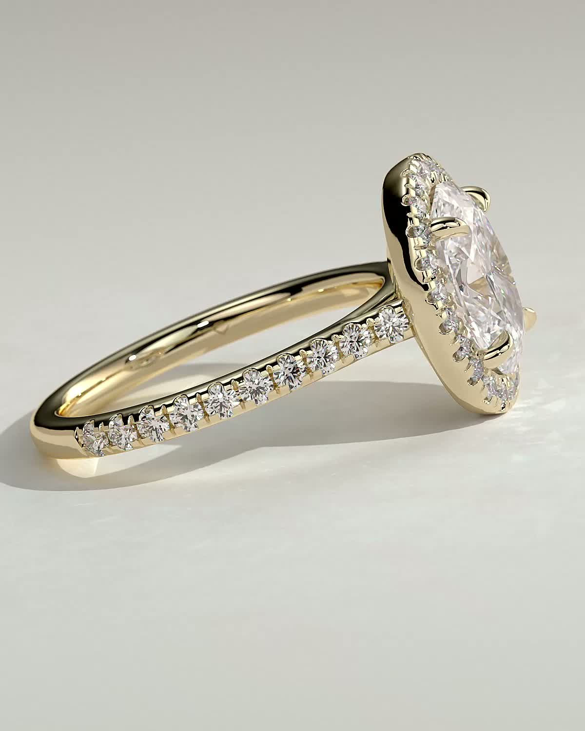 Round Halo, Pave & Split Shank Engagement Ring – 1.93 CT Lab Grown Diamond