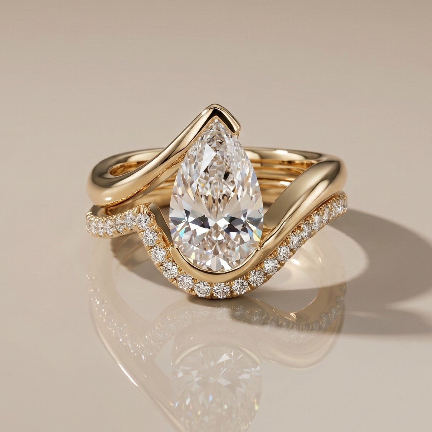 1.0 CT Round Solitaire Moissanite Diamond Bridal Ring Set