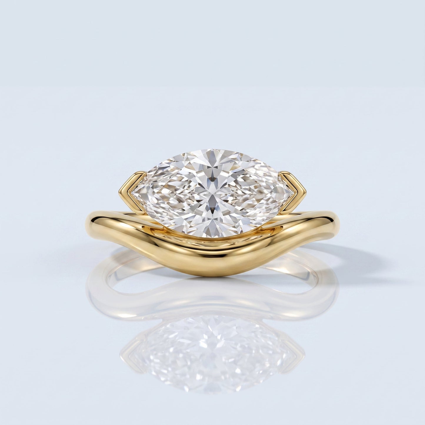 Marquise Swirl Solitaire Engagement Ring – 1 CT Lab Grown Diamond