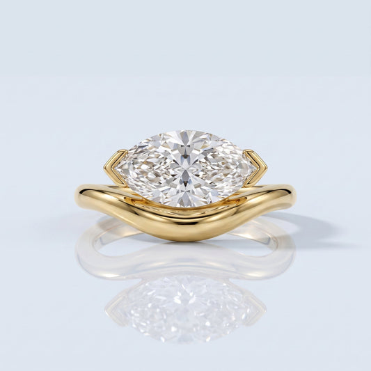 Marquise Swirl Solitaire Engagement Ring – 1 CT Lab Grown Diamond