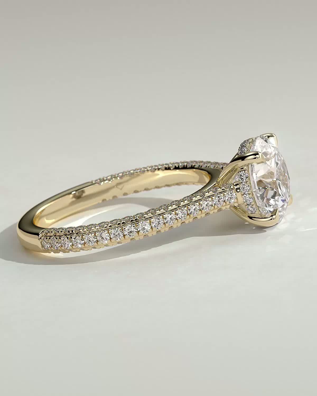 Round Halo, Pave & Split Shank Engagement Ring – 1.93 CT Lab Grown Diamond