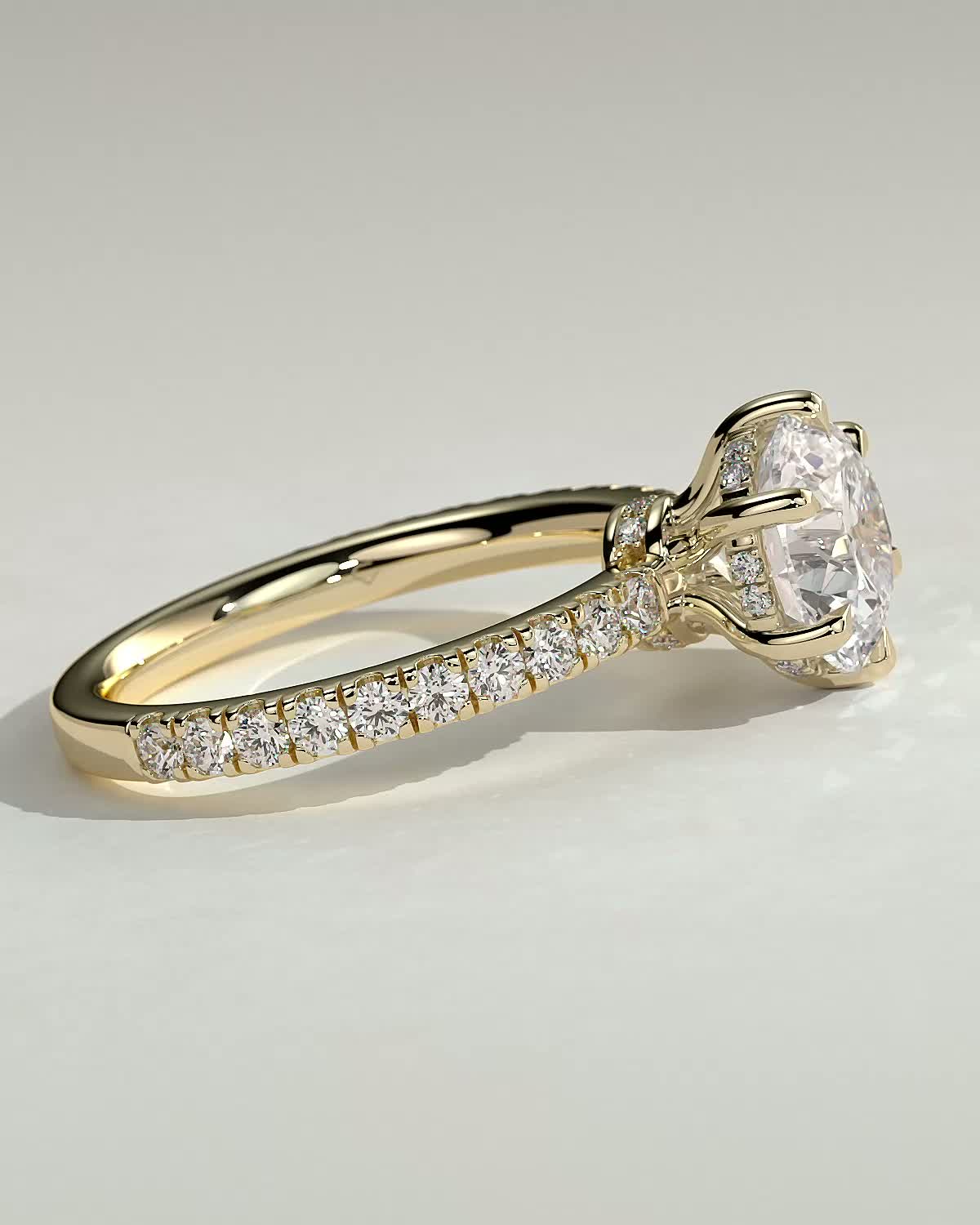 Round Halo, Pave & Split Shank Engagement Ring – 1.93 CT Lab Grown Diamond