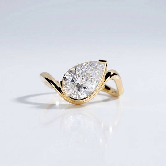Marquise Swirl Solitaire Engagement Ring – 1 CT Lab Grown Diamond