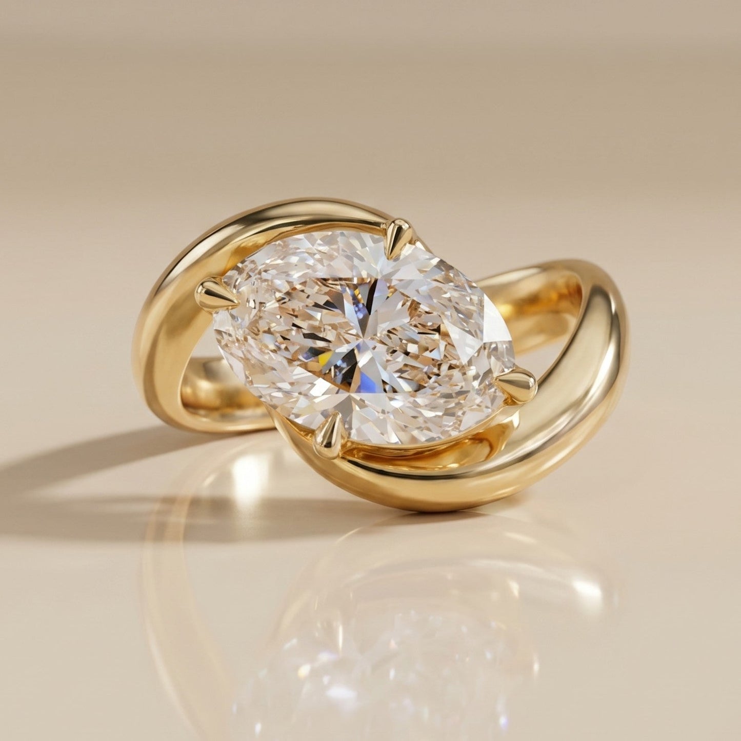 Oval Solitaire Engagement Ring – 2 CT Lab Grown Diamond